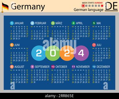 German horizontal pocket calendar for 2024 (two thousand