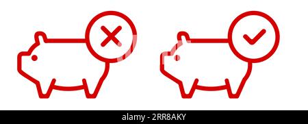 No pork design forbidden non halal kosher food label stamp prohibition red circle cross check mark Stock Vector