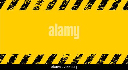 Warning grunge yellow black diagonal stripes caution construction safety background Stock Vector