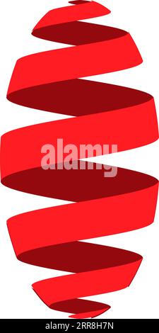 3D ribbon strip, centered geometric shapes oval Stock Vector