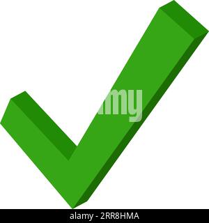 3d green check mark symbol , yes sign verified fulfilled correct Stock Vector