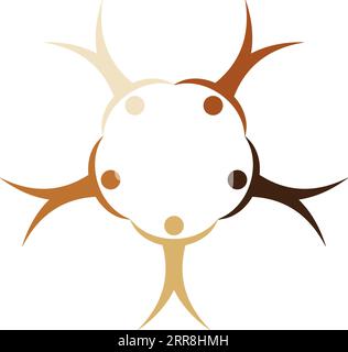 People of different races in a circle holding hands, vector concept symbol  friendship nations  peoples of the world, sign peace and unification of na Stock Vector