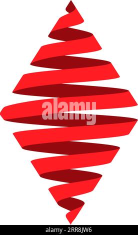 3D ribbon strip, centered geometric shapes rhombus Stock Vector