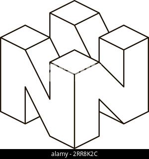 3D Letter N isometry letter N advertising or logo isometry Stock Vector
