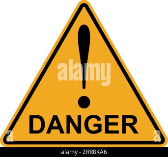 Orange yellow triangle exclamation mark word danger Stock Vector