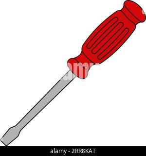 Icon flat slotted screwdriver, vector cartoon comic slotted screwdriver Stock Vector