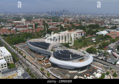 A general overall aerial view of the Lucas Museum of Narrative Art construction site, Friday, Sept. 1, 2023, in Los Angeles. Stock Photo