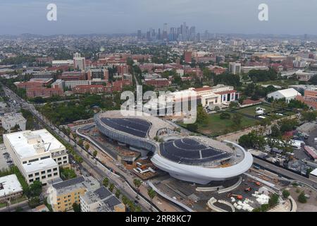 A general overall aerial view of the Lucas Museum of Narrative Art construction site, Friday, Sept. 1, 2023, in Los Angeles. Stock Photo