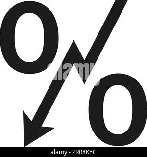 icon lowering interest rates, down arrow credit Stock Vector