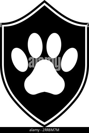 Animal protection logo, shild sewn with animal paw print Stock Vector