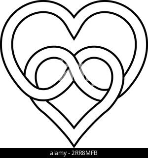 knot of two hearts symbol of eternal love Stock Vector