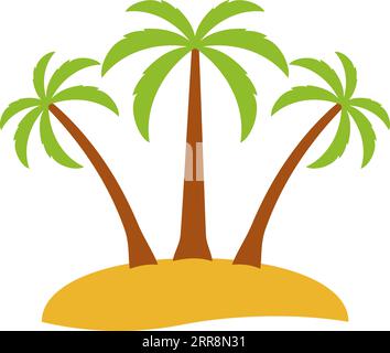 Palm tree desert island logo tourism cartoon palm island Stock Vector