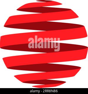 3D ribbon strip, centered geometric shapes sphere circle Stock Vector