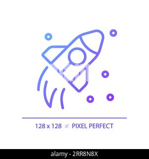 Space travel pixel perfect gradient linear vector icon Stock Vector
