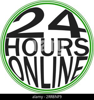 Icon logo service 24 hours online,  round online support Stock Vector
