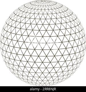 Ball sphere grid  triangle on surface layout globe planet earth Stock Vector