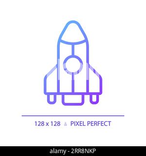 Rocket pixel perfect gradient linear vector icon Stock Vector