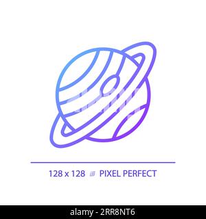 Saturn pixel perfect gradient linear vector icon Stock Vector