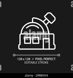 Observatory pixel perfect white linear icon for dark theme Stock Vector