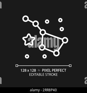Constellation pixel perfect white linear icon for dark theme Stock Vector