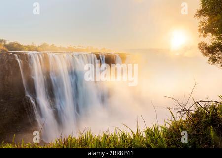 Victoria Falls sunrise, View from zimbabwe Stock Photo