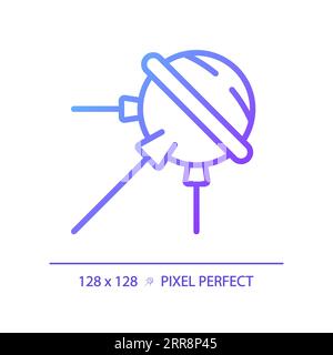 Sputnik pixel perfect gradient linear vector icon Stock Vector