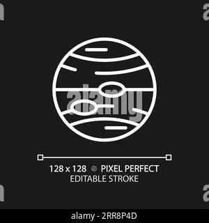 Jupiter pixel perfect white linear icon for dark theme Stock Vector