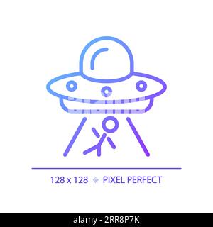 Alien abduction pixel perfect gradient linear vector icon Stock Vector
