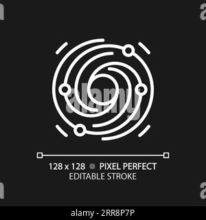 Galaxy pixel perfect white linear icon for dark theme Stock Vector