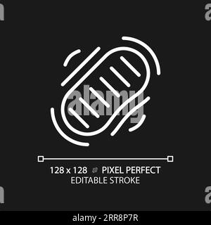 Moon footprint pixel perfect white linear icon for dark theme Stock Vector