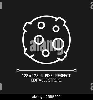 Moon pixel perfect white linear icon for dark theme Stock Vector