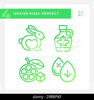 2D pixel perfect gradient allergen free line icons set Stock Vector