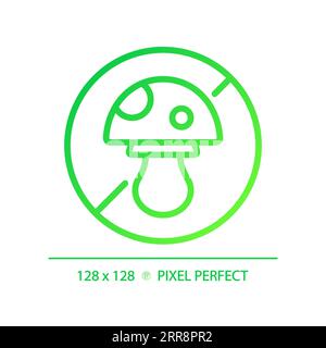 2D thin linear green gradient mushroom free icon Stock Vector