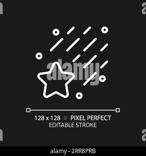 Falling star pixel perfect white linear icon for dark theme Stock Vector