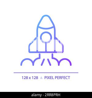 Space launch pixel perfect gradient linear vector icon Stock Vector