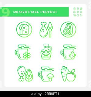 2D pixel perfect gradient allergen free icons Stock Vector