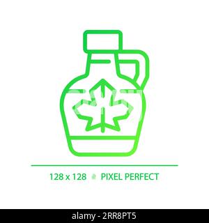 2D thin linear green gradient maple syrup icon Stock Vector