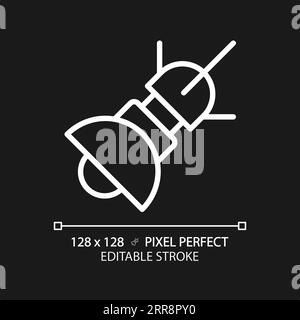 Space based radar pixel perfect white linear icon for dark theme Stock Vector