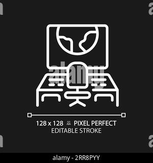 Mission control pixel perfect white linear icon for dark theme Stock Vector