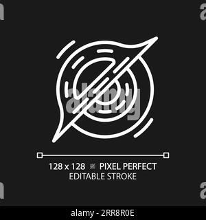 Black hole pixel perfect white linear icon for dark theme Stock Vector
