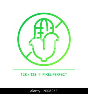 2D thin linear green gradient corn free icon Stock Vector
