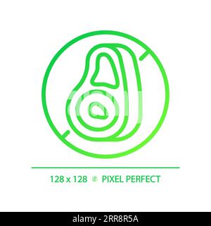 2D thin linear green gradient meat free icon Stock Vector