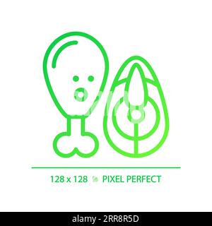 2D thin linear green gradient meat icon Stock Vector