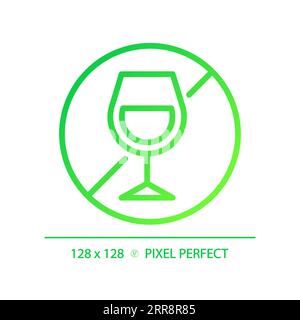 2D thin linear green gradient alcohol free icon Stock Vector