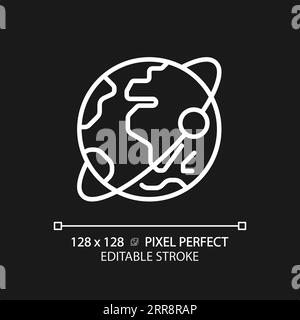 Orbit pixel perfect white linear icon for dark theme Stock Vector