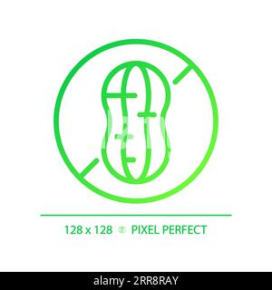2D thin linear green gradient nut free icon Stock Vector