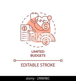 2D thin line red icon limited budgets concept Stock Vector