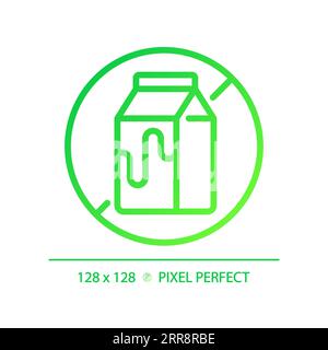 2D thin linear green gradient lactose free icon Stock Vector
