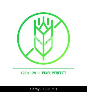 2D thin linear green gradient gluten free icon Stock Vector