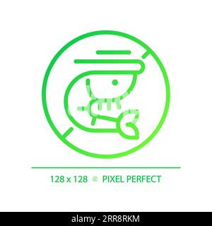 2D thin linear green gradient shrimp free icon Stock Vector